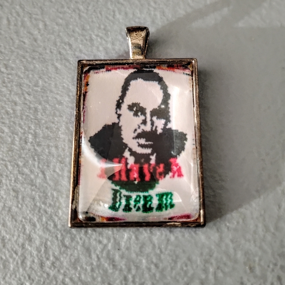 MLK Artistic Magnify Glass Heart Pendant with Inspirational Design